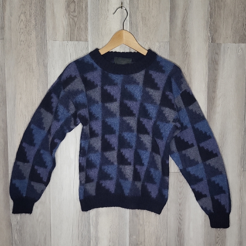 Vintage Womens XL 100% Baby Alpaca Sweater Made In Peru Geometric 80s 90s Knit